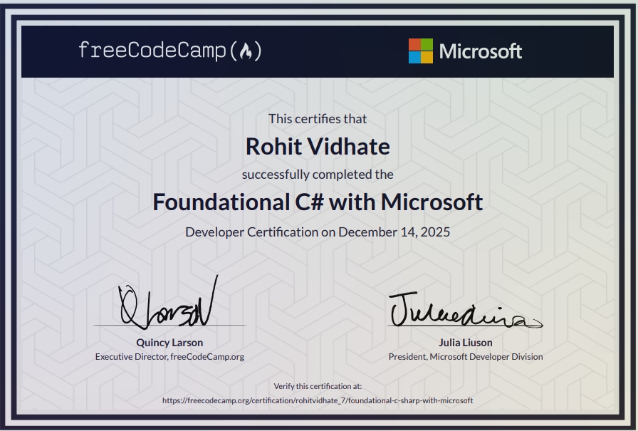 Free Code Camp Certificate